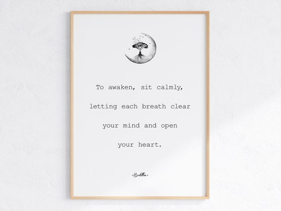 Awakening Poster Buddha Quote Print Calming Wall Art Meditation Artwork Relaxing Decor