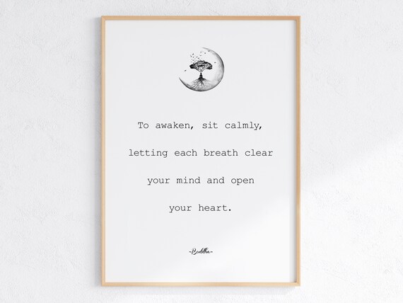 Buddha Awakening Mindfulness Quote Crescent Moon Minimalist Poster