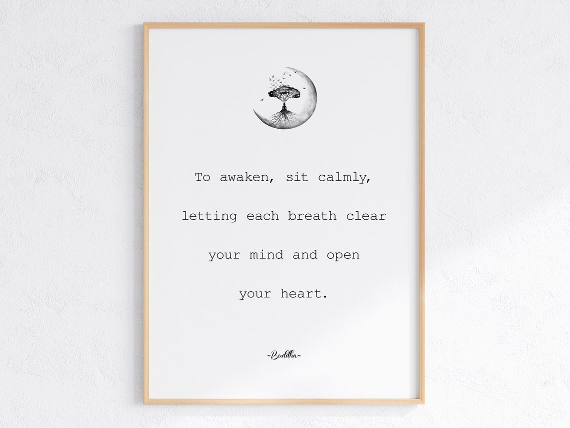 Buddha Awakening Mindfulness Quote Crescent Moon Minimalist Poster