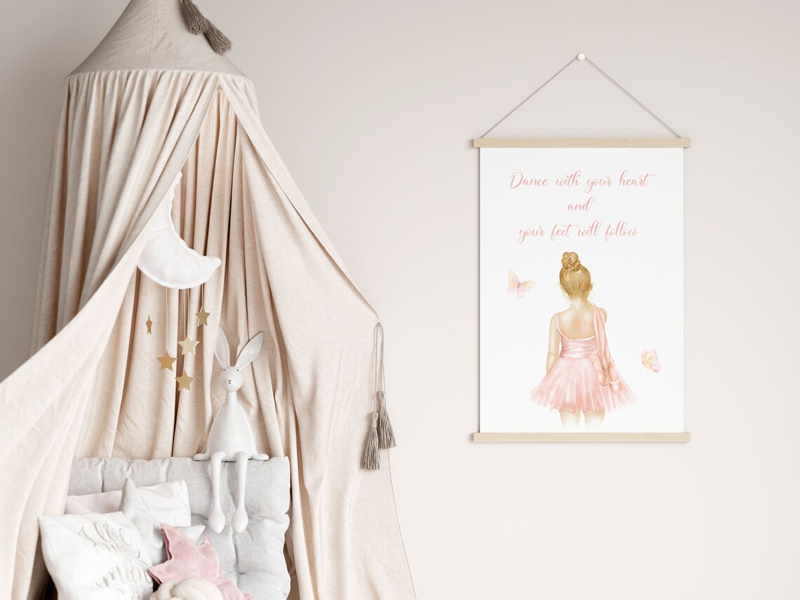 Ballerina Dance With Your Heart Inspirational Quote Wall Art - Image 3