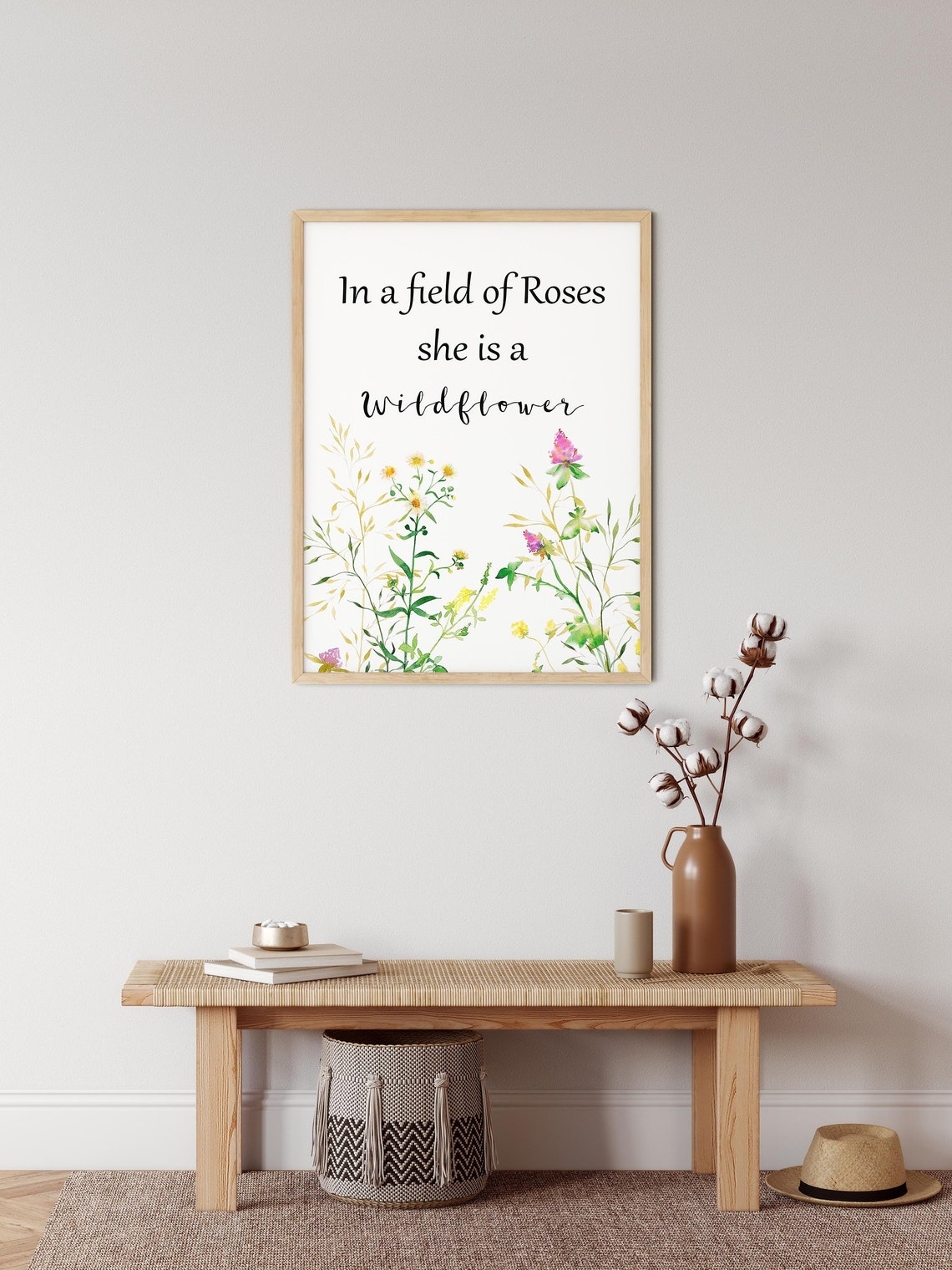 Wildflower Roses Quote Poster with Watercolor Meadow Bloom Design - Image 2