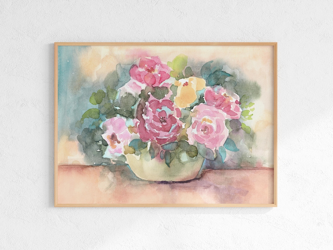 Impressionist Floral Bouquet in Vase Art Print