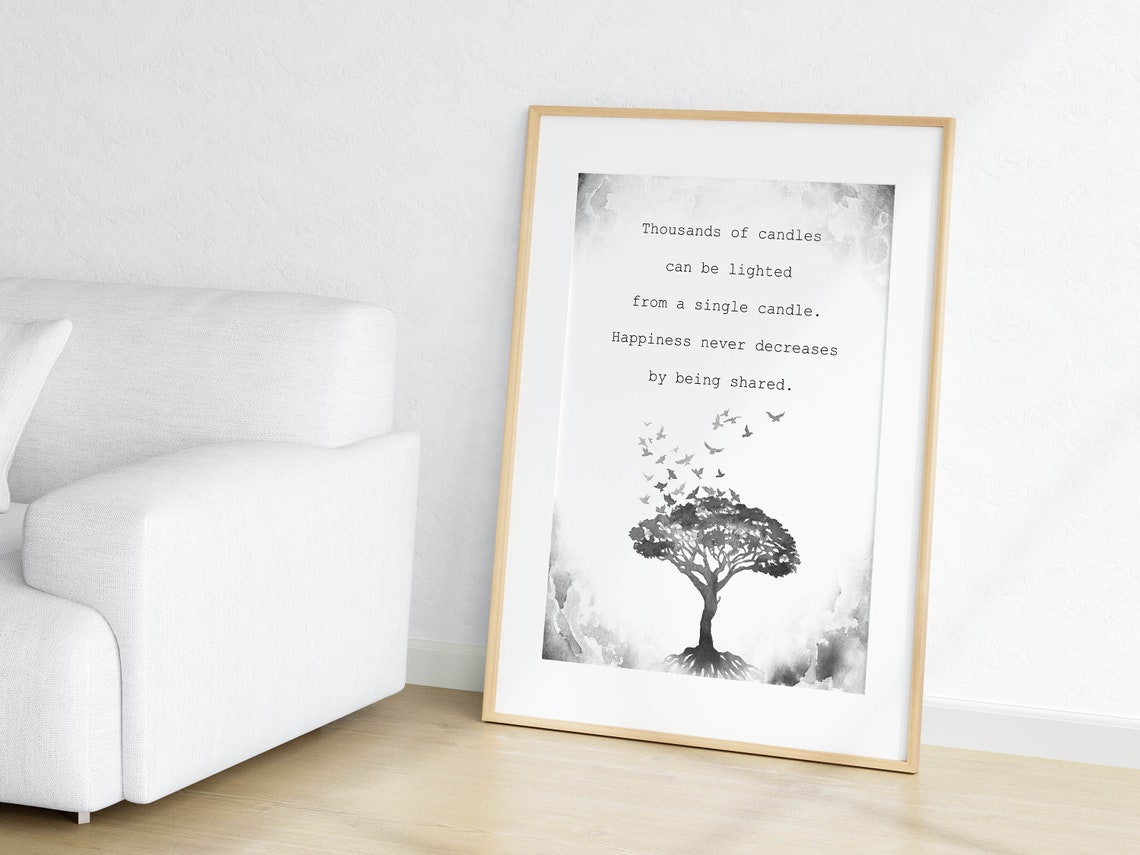 Buddha Thousands Of Candles Happiness Shared Quote Tree Poster - Image 2
