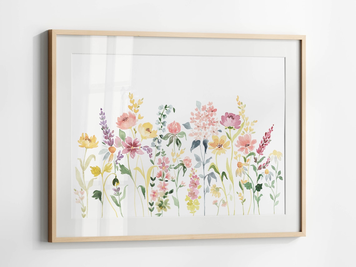 Wildflower Watercolor Floral Poster, Botanical Decor