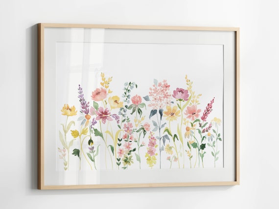 Wildflower Watercolor Floral Poster, Botanical Decor
