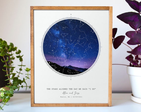 Custom Star Map By Date Anniversary Art Print