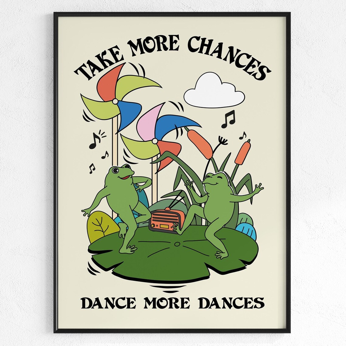 Groovy Motivational Frog Poster, Mindfulness Quote Art