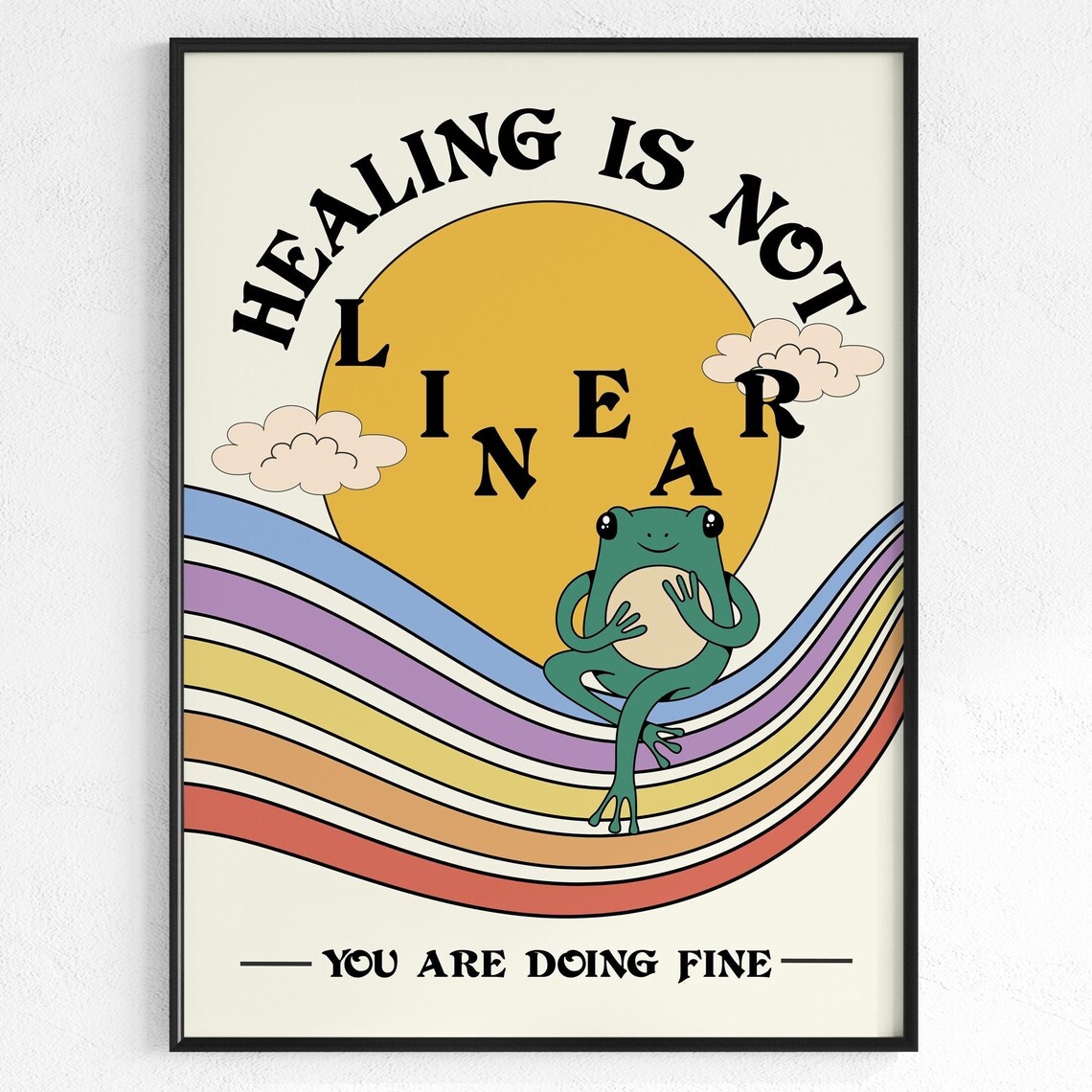 Healing Is Not Linear Retro Quote Art Print