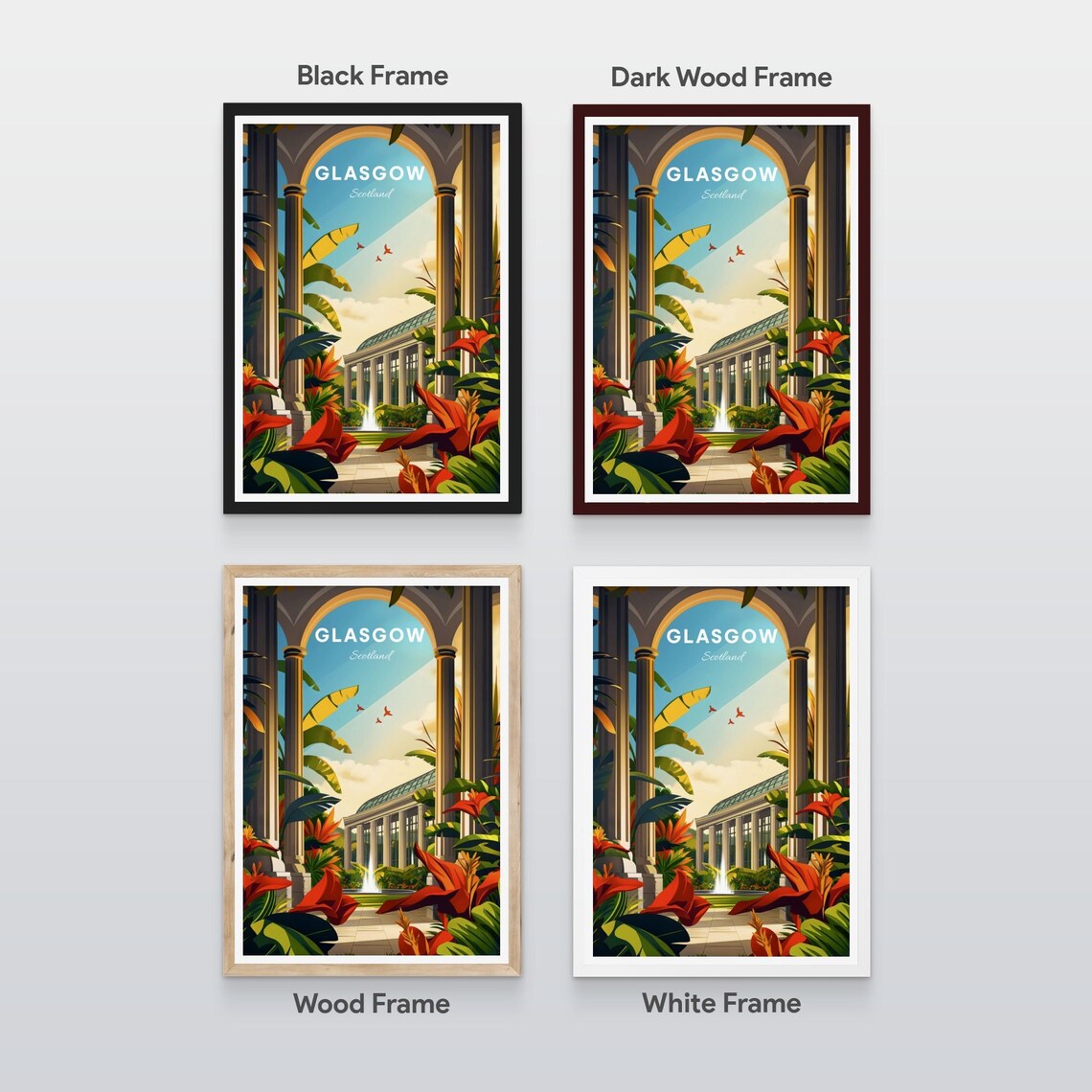 Glasgow Scotland Botanical Garden Conservatory Travel Poster - Image 2