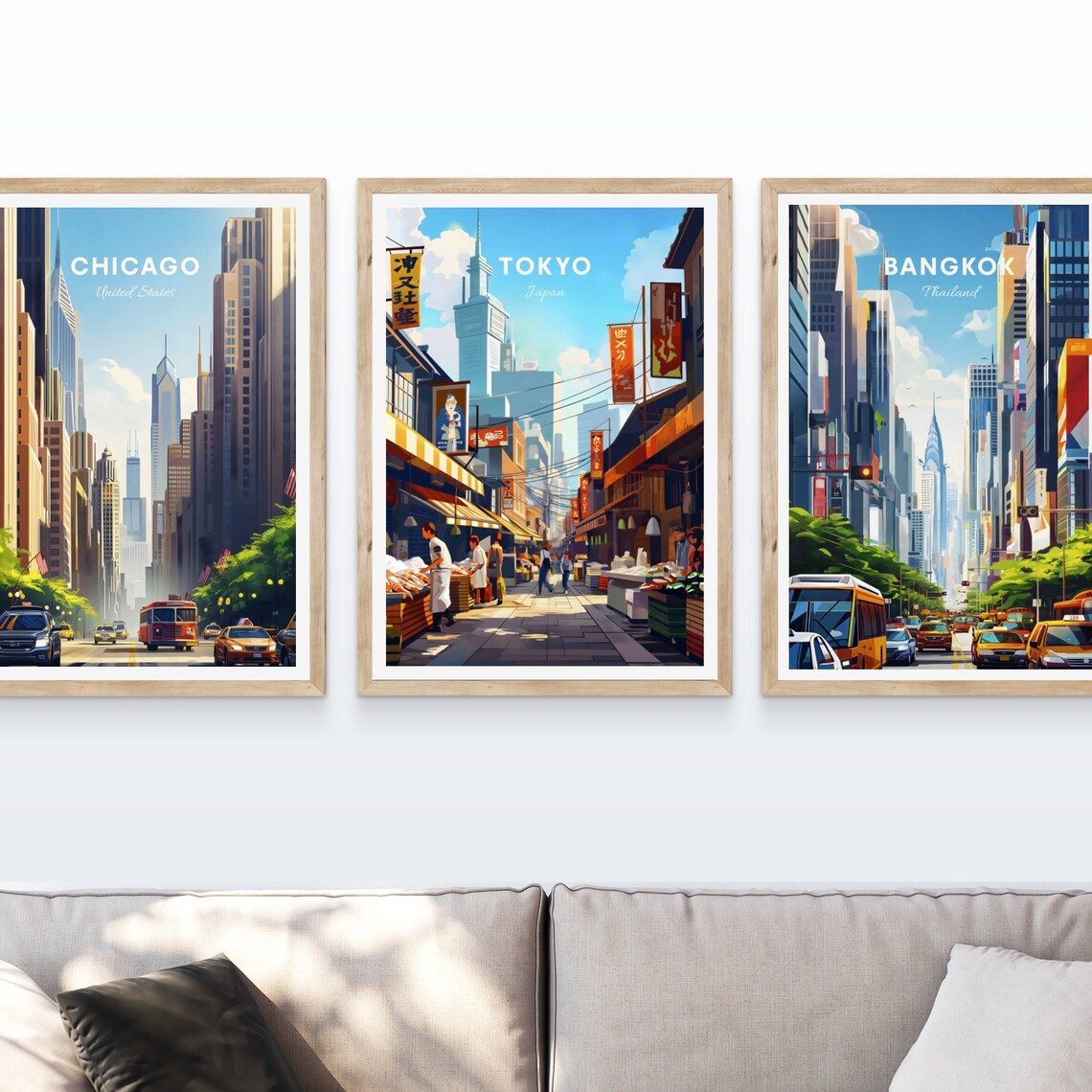 Tokyo Japan Traditional Market Street Tower Lanterns Artwork Poster - Image 3
