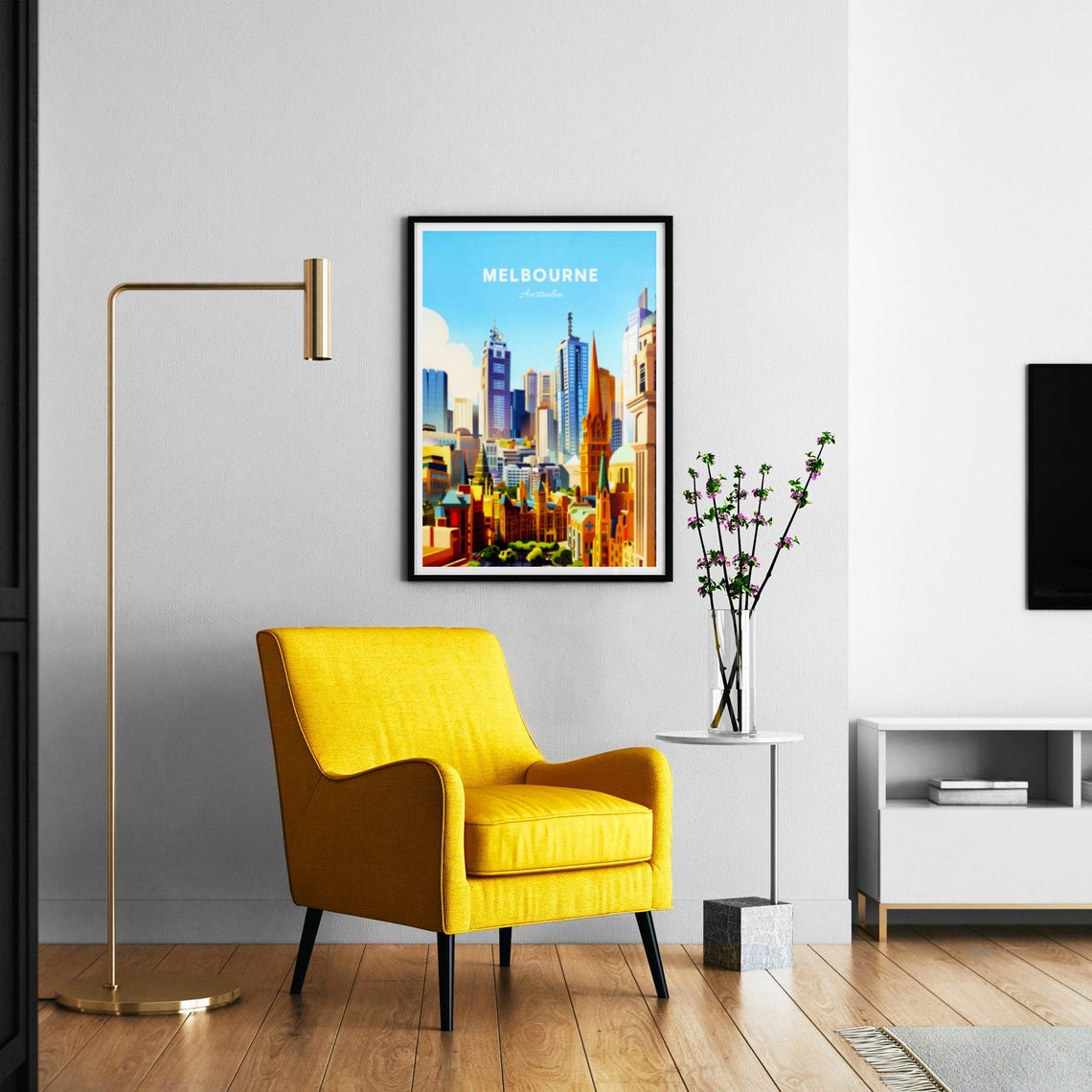 Melbourne Australia City Skyline with Historic Spires Travel Poster - Image 2