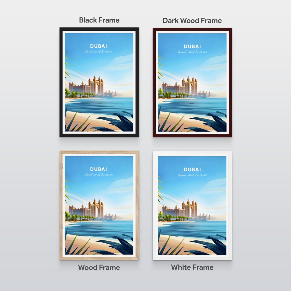 Dubai United Arab Emirates Atlantis The Palm Beach Palms Travel Poster - Image 2