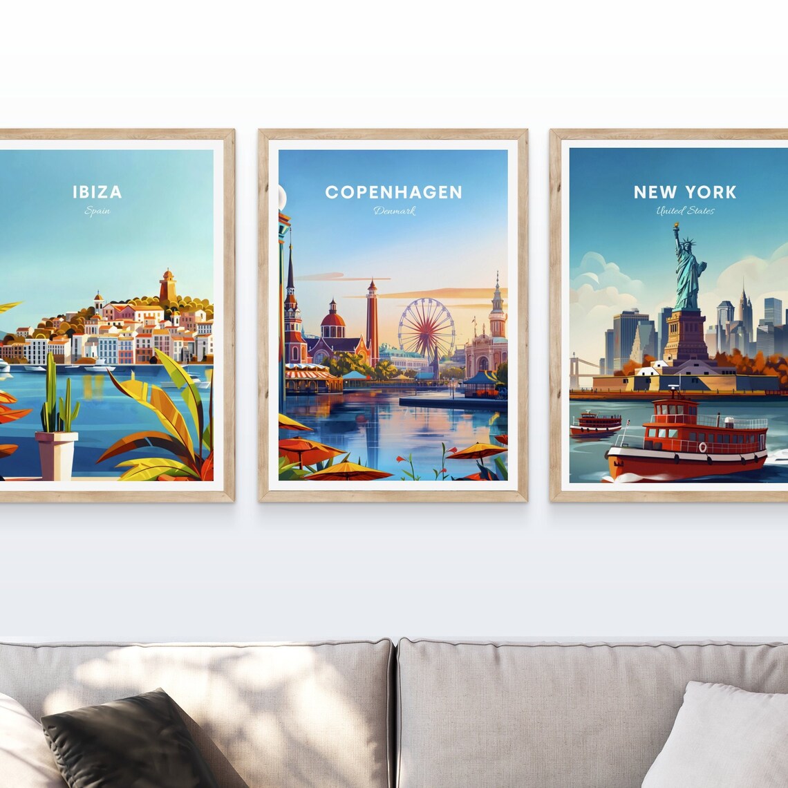 Copenhagen Denmark Tivoli Sunset Ferris Wheel Water Travel Poster - Image 4