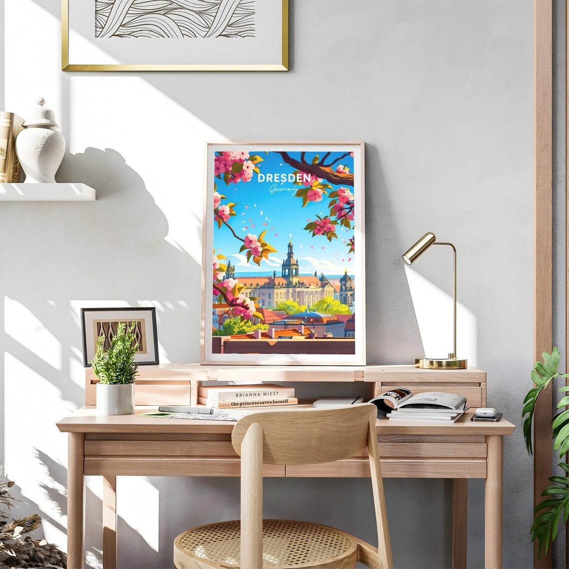Dresden Germany Cherry Blossom Old Town Spring View Art Poster - Image 4