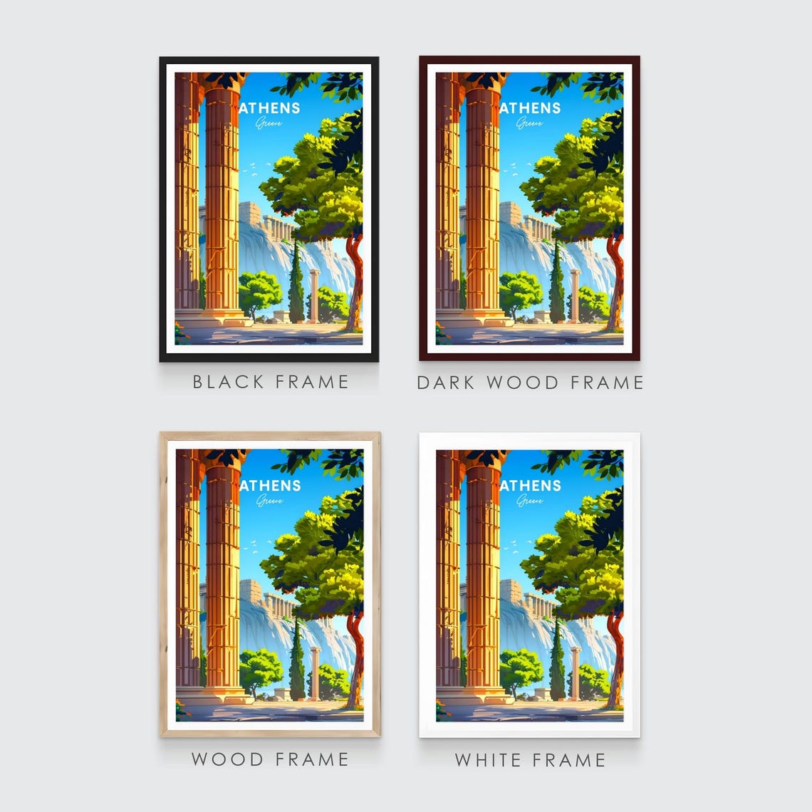 Athens Greece Acropolis Columns Parthenon Day View Art Poster - Image 3