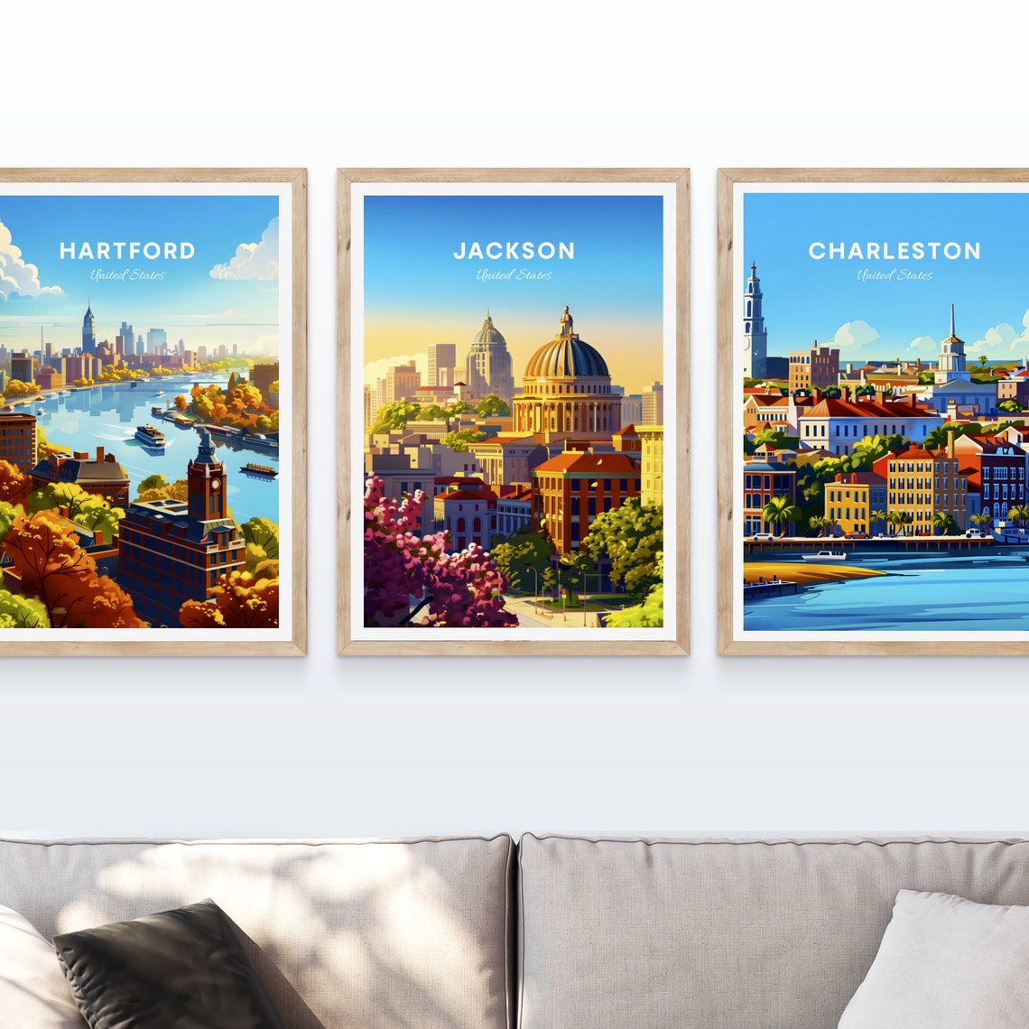 Jackson Domed Building Spring Blossoms Golden Hour Travel Poster - Image 3