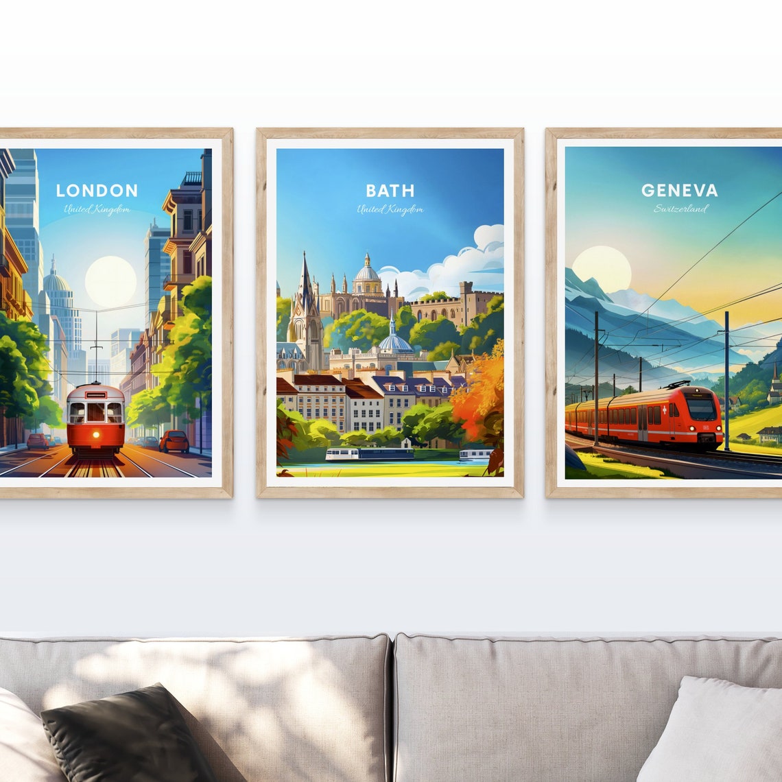 Bath Panoramic Cityscape Abbey Towers Daytime River Travel Poster - Image 4
