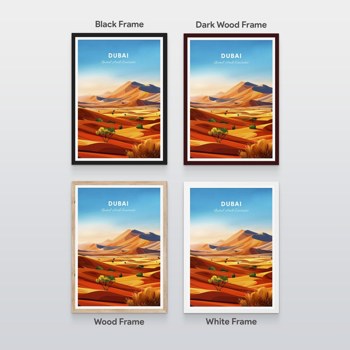 Dubai United Arab Emirates Red Sand Desert Dunes Sunset Travel Poster - Image 2
