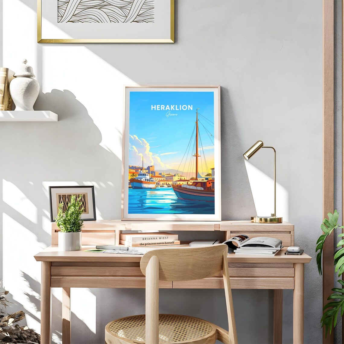 Heraklion Greece Sailboats in the Harbor at Golden Hour Poster - Image 4