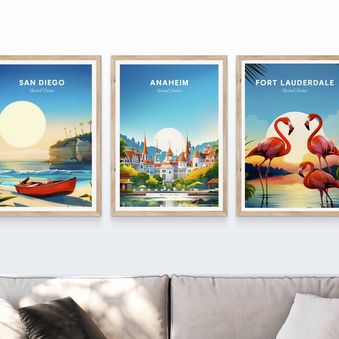 Anaheim California Fairytale Castle Over Water Retro Travel Poster - Image 4
