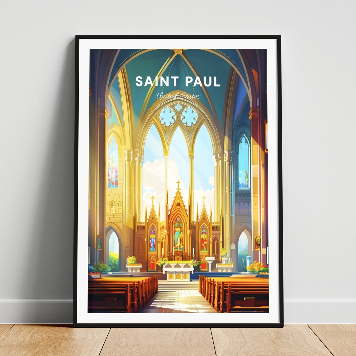 Saint Paul Travel Print Us Wall Art Saint Paul Cathedral Minnesota Poster Personalized Gift Wedding Gift Custom Text