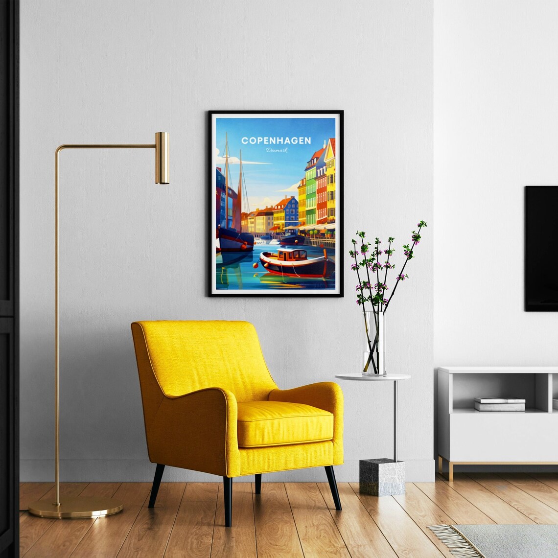 Copenhagen Denmark Nyhavn Colorful Houses Sailboat Travel Poster - Image 3