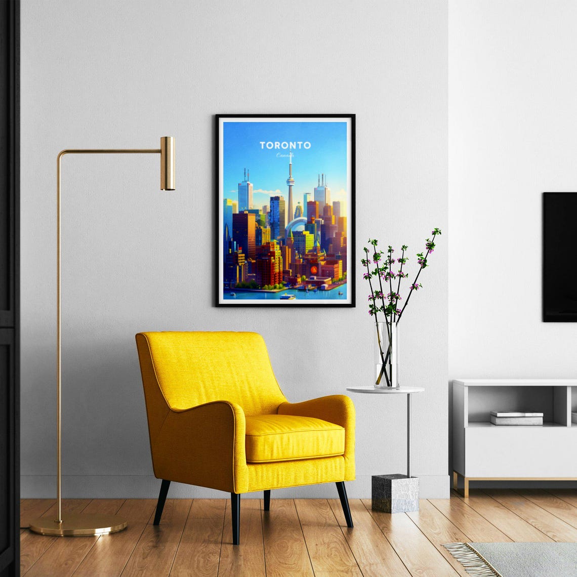 Toronto Canada Sunny Downtown Skyline with CN Tower Harbor Poster - Image 2