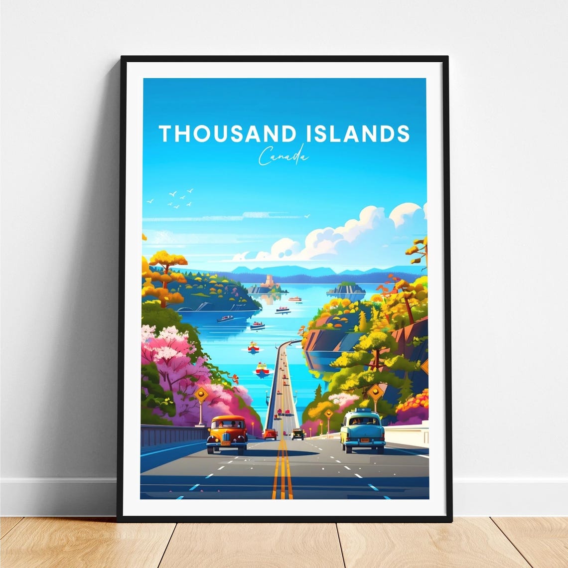 Thousand Islands Canada Vintage Bridge River Scenic Drive Poster