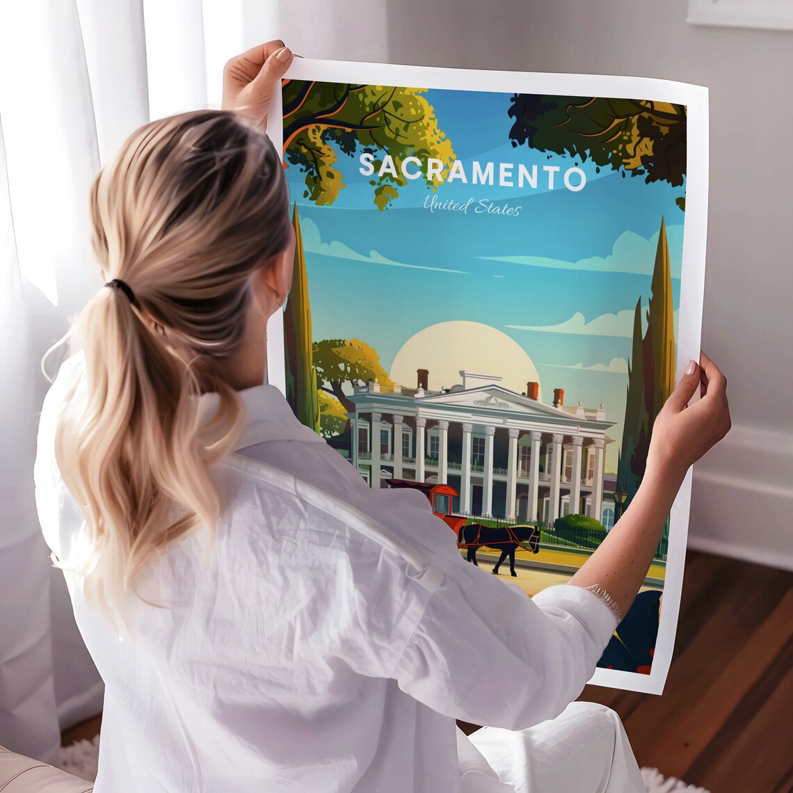 Sacramento Stanford Mansion Horse Drawn Carriage Historic Poster - Image 3
