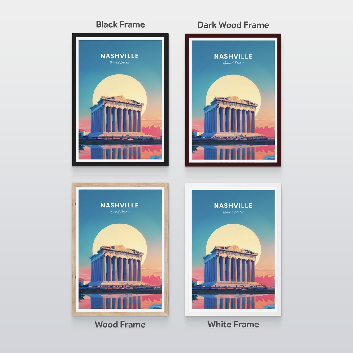 Nashville Tennessee Parthenon Replica and Lake Reflection Poster - Image 2