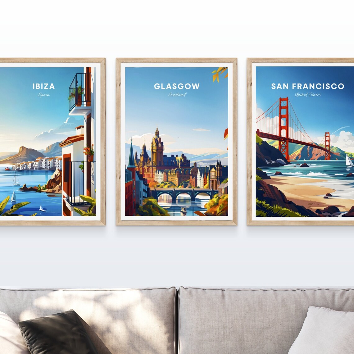 Glasgow Scotland Old Town Clock Tower River Bridge Travel Poster - Image 4