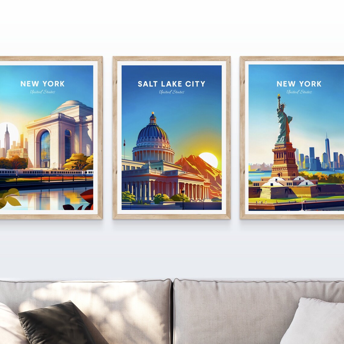 Utah State Capitol Golden Dome Mountain Sunset Travel Poster - Image 4