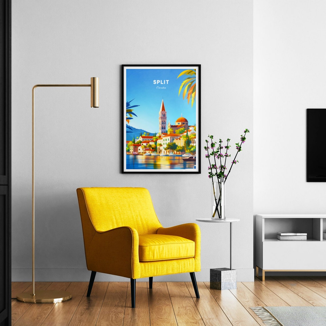 Split Croatia Harbor Cathedral Palm Trees Sunny Day Travel Poster - Image 3