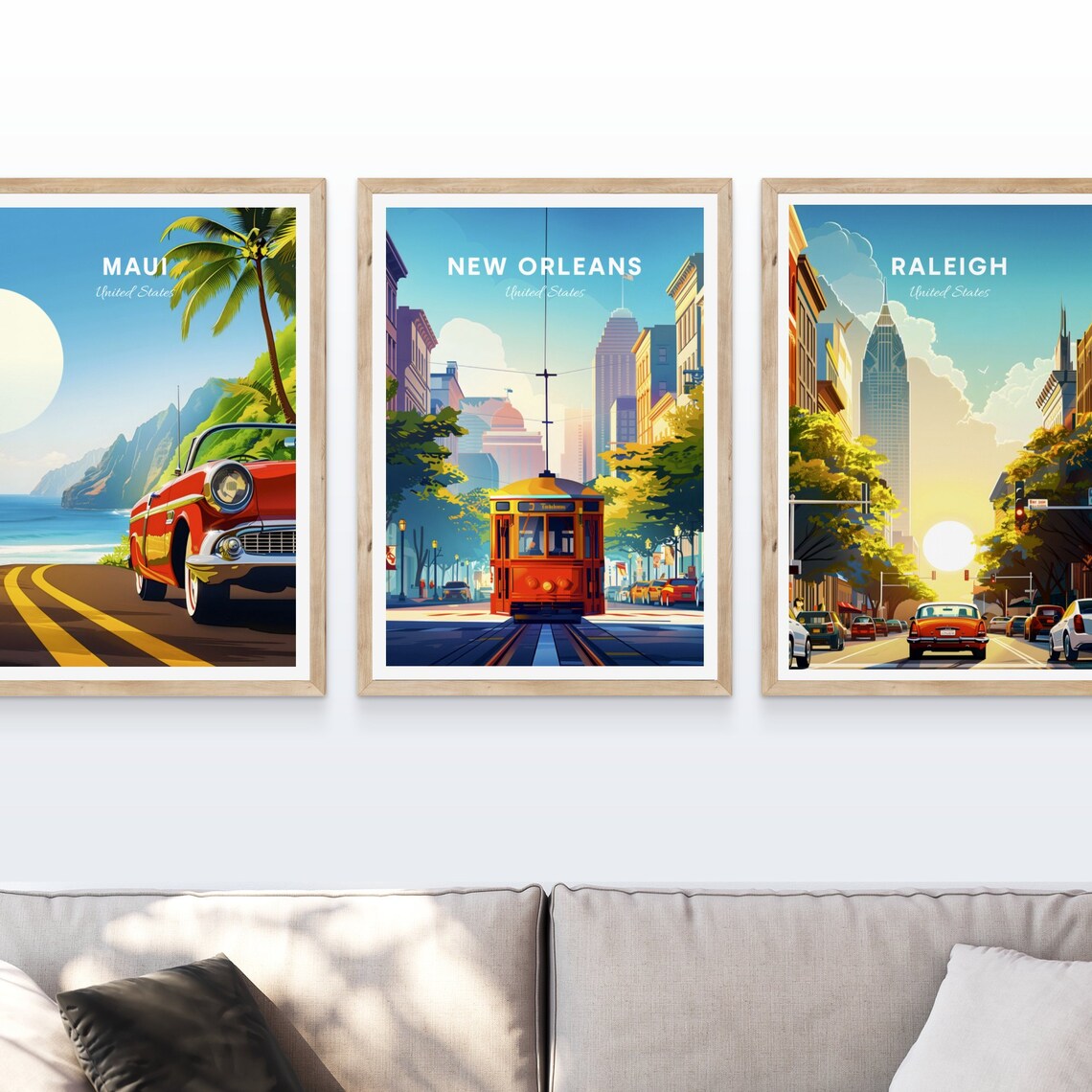 Sunny New Orleans Historic Red Streetcar Downtown Street Poster - Image 4