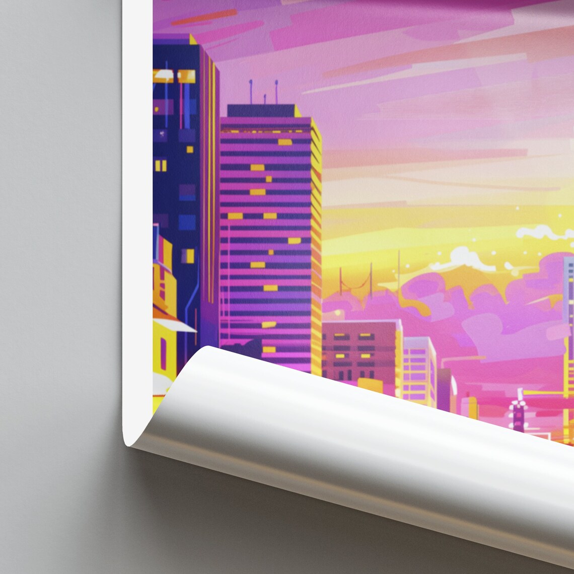 Tallahassee Florida Downtown Neon Street Glowing Sunset Poster - Image 2