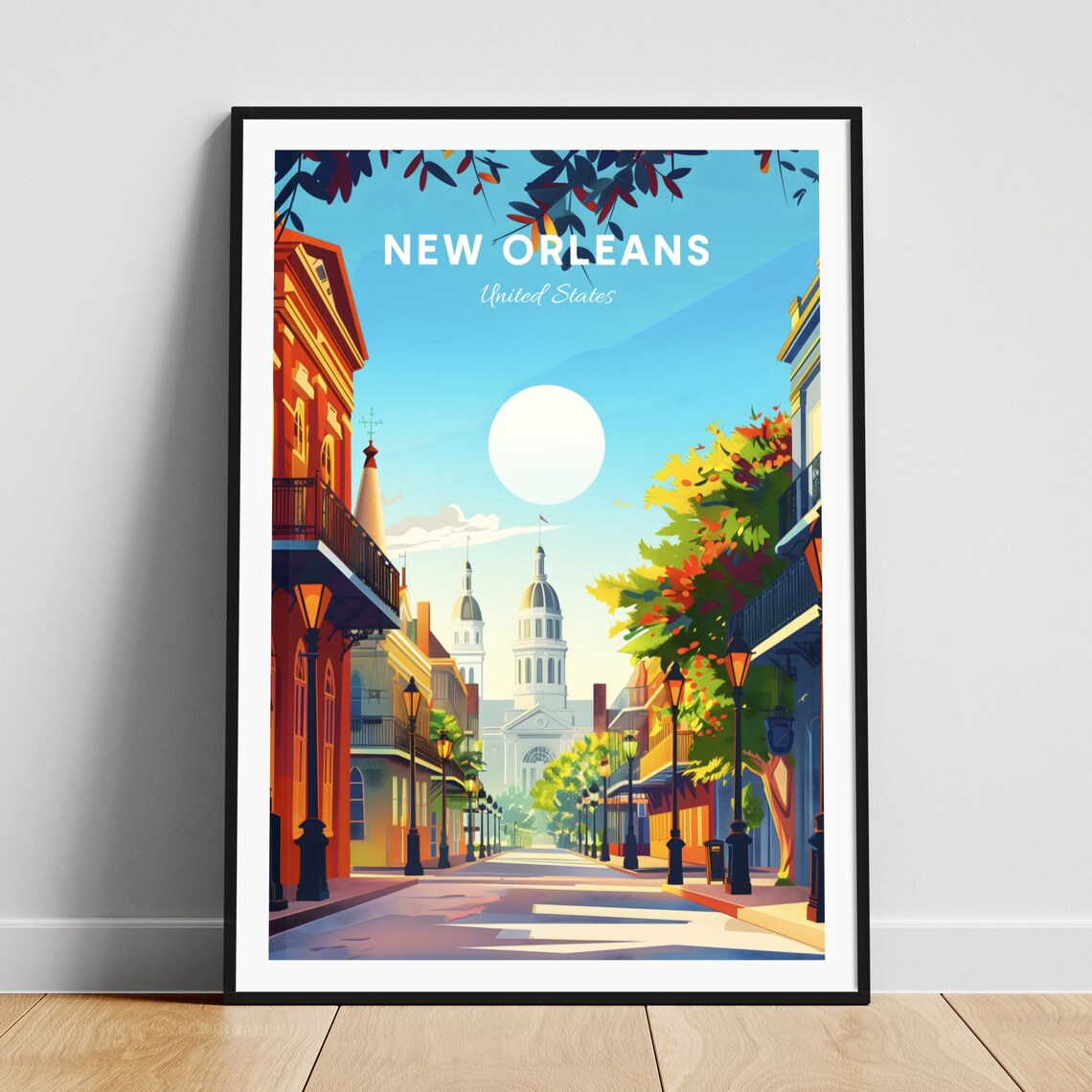 New Orleans United States French Quarter Street Lamps Travel Poster