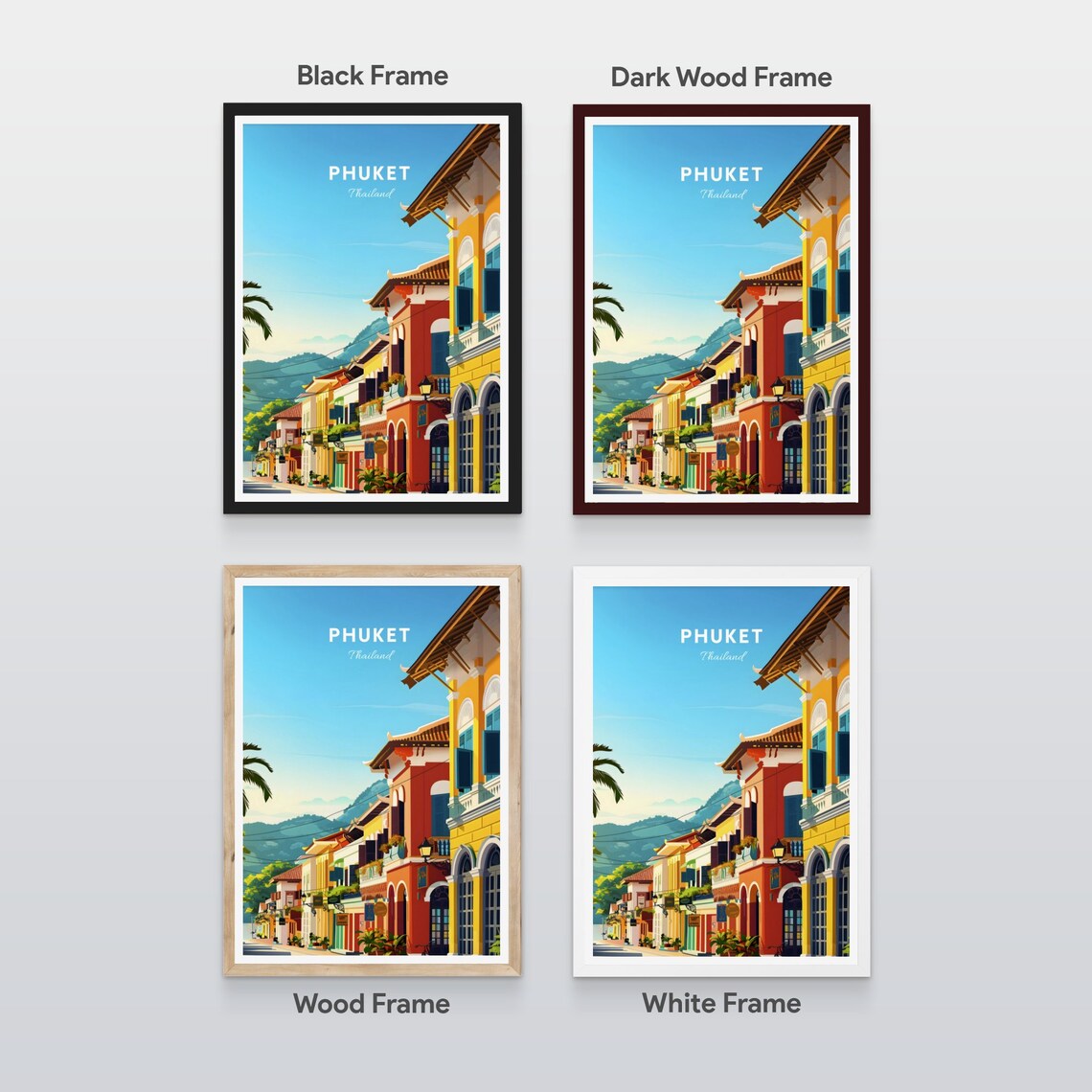 Phuket Thailand Sunny Old Town Street Colorful Shophouses Poster - Image 2