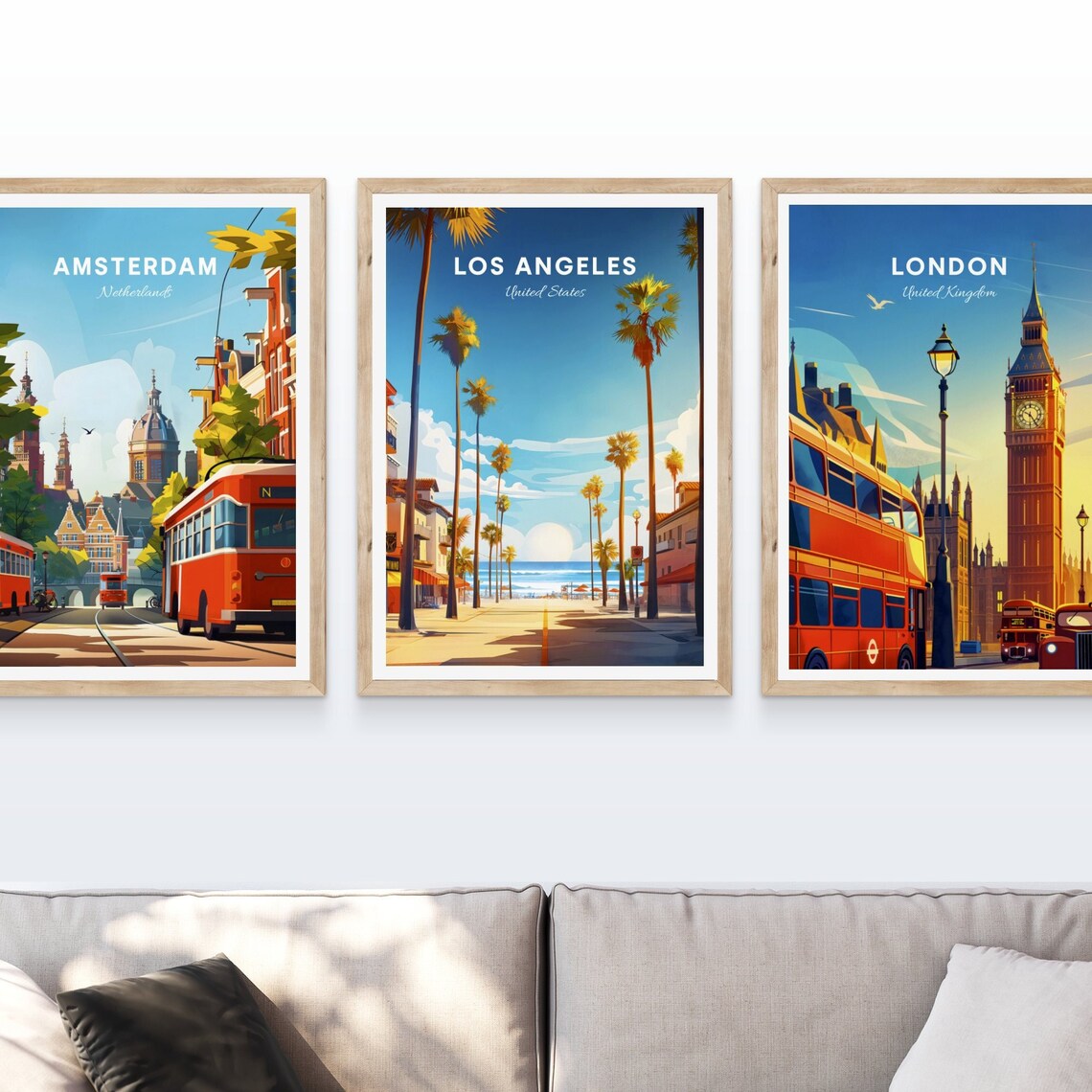 Los Angeles California Palm Lined Beach Street Travel Poster - Image 4