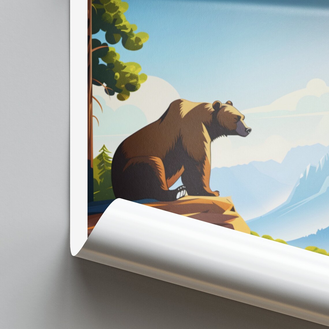 Great Smoky Mountains Bear on Rocky Cliff Daytime Travel Poster - Image 2