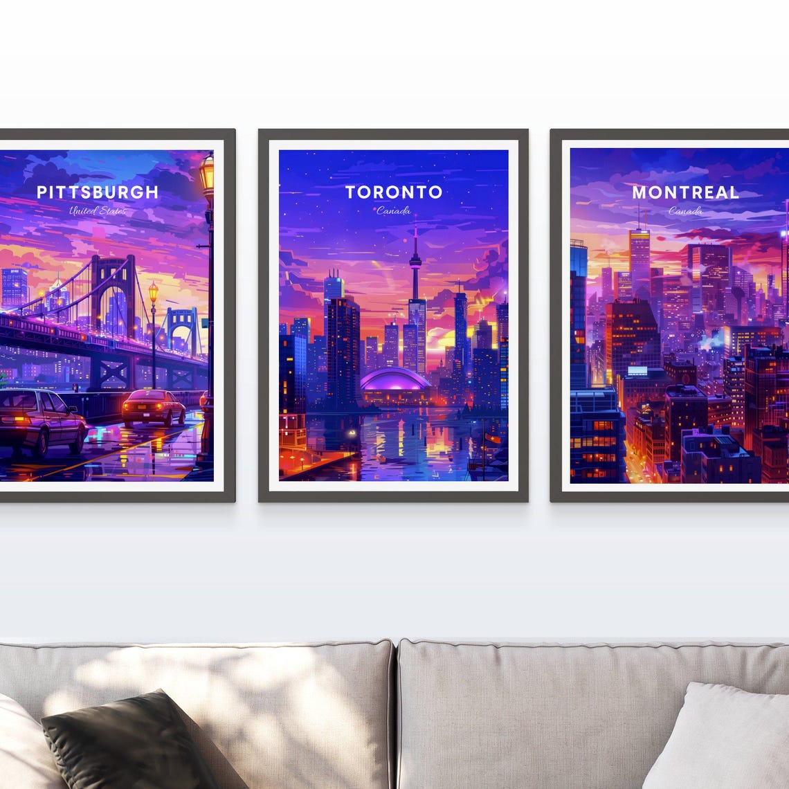 Toronto Night Skyline with the CN Tower Over the Harbor Water Poster - Image 4