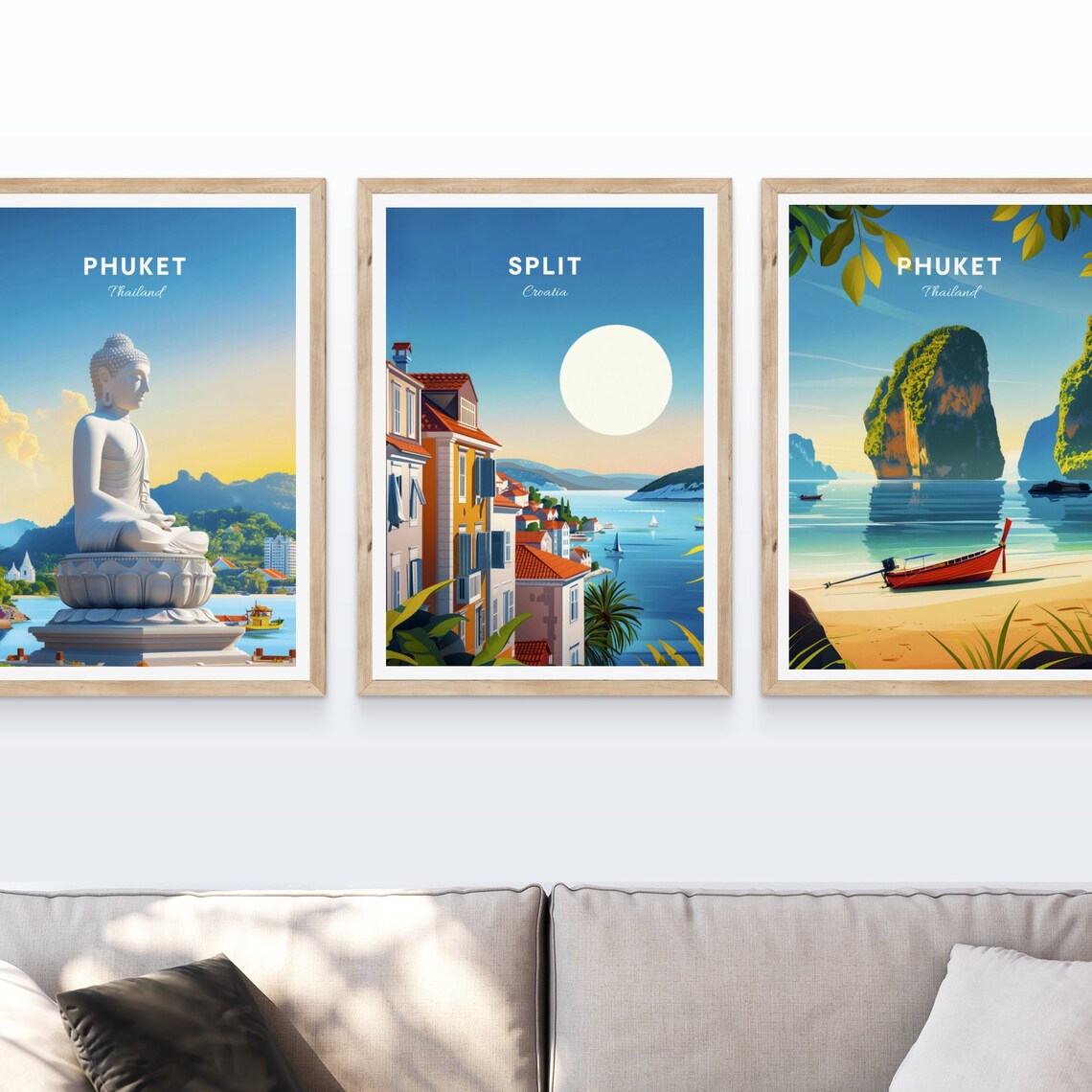 Split Croatia Sunny Coastal Street Red Roofs Sailing Boats View Poster - Image 4