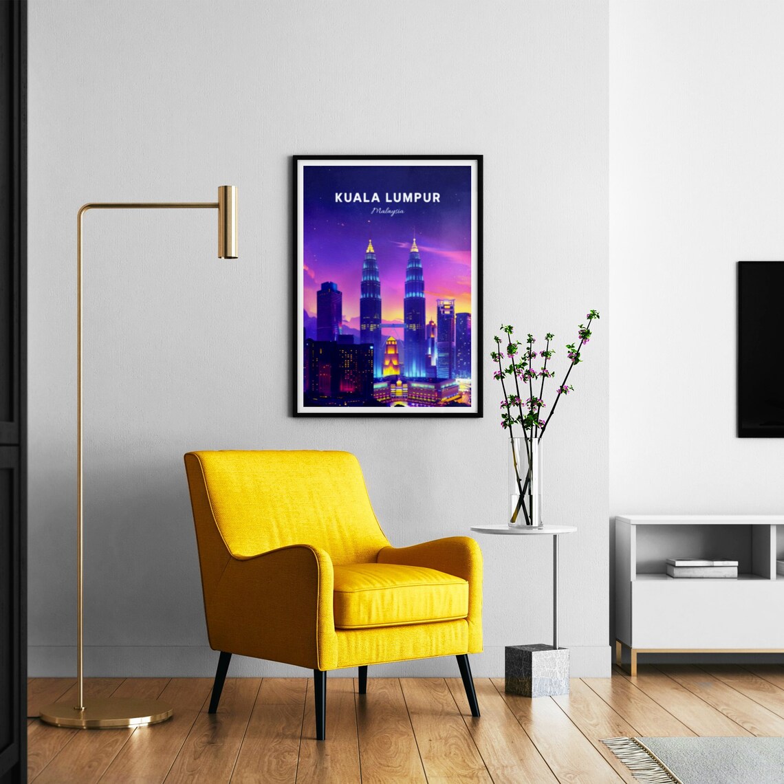 Kuala Lumpur Petronas Twin Towers Night City Lights Travel Poster - Image 3