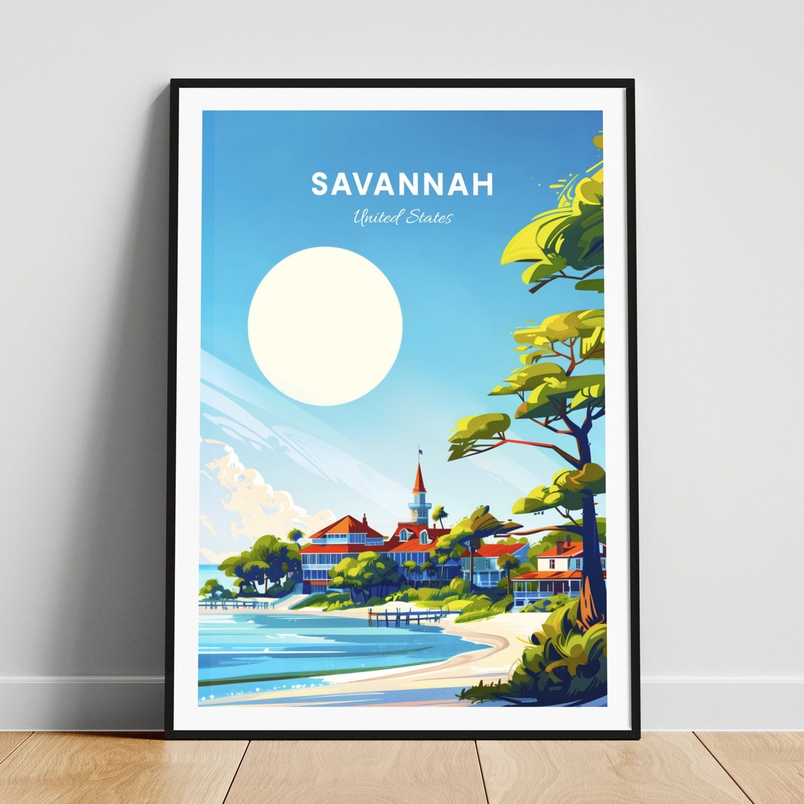 Savannah Beachfront Resort Tower Pier Sandy Shores Travel Poster