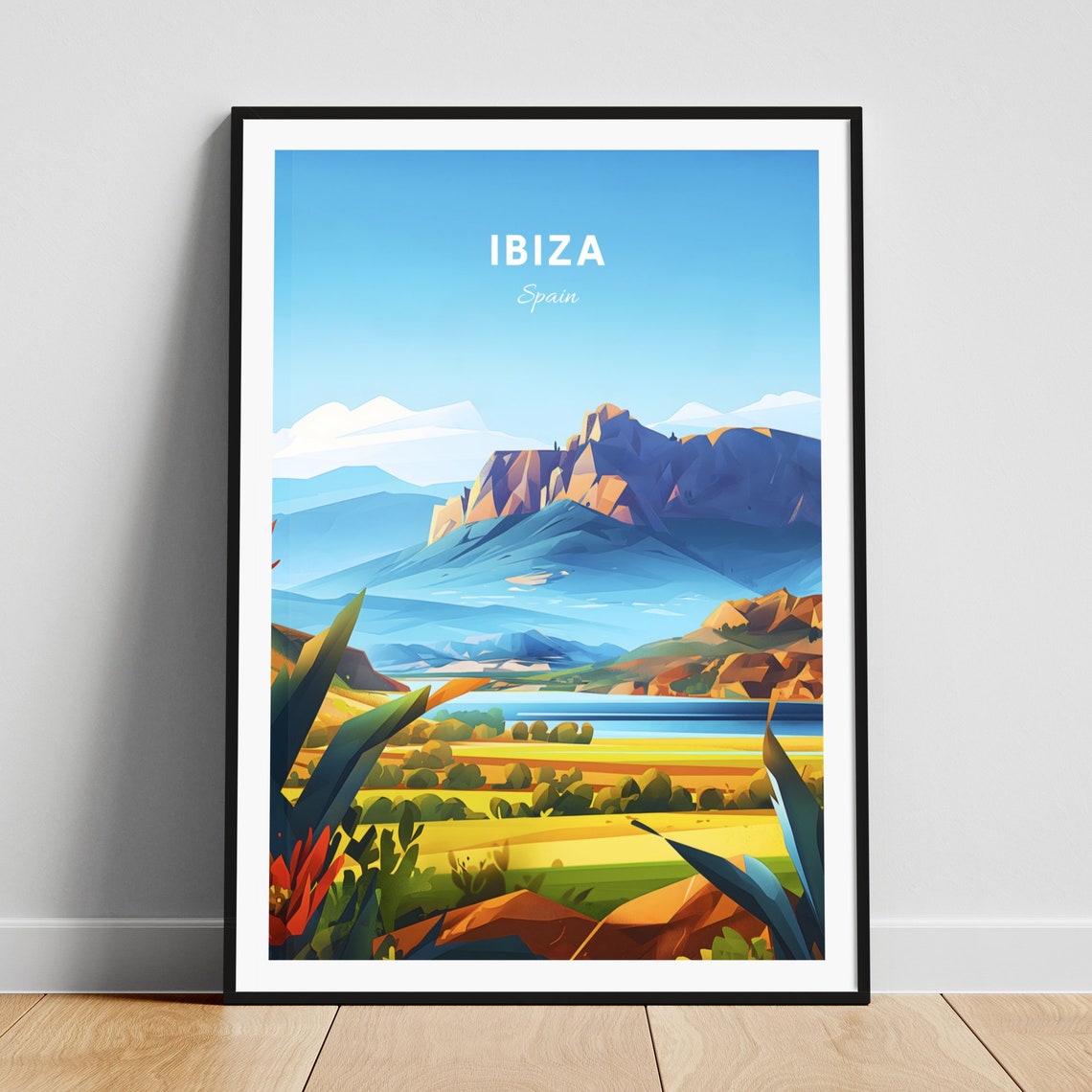 Ibiza Spain Rocky Mountain Valley Golden Fields Coast Poster