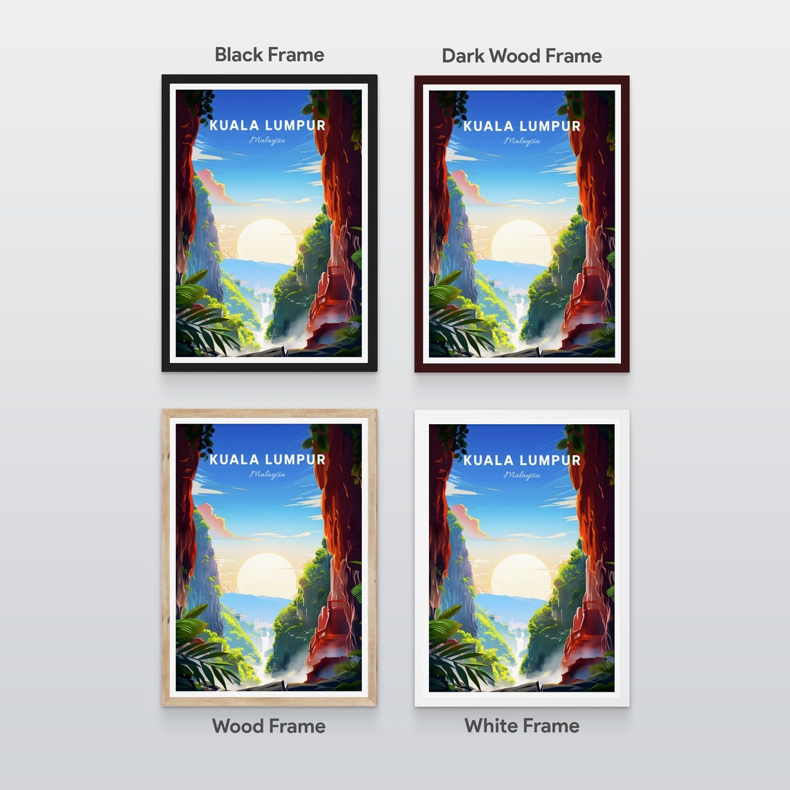 Langkawi Malaysia Lush Rainforest Waterfall Bridge View Poster - Image 2