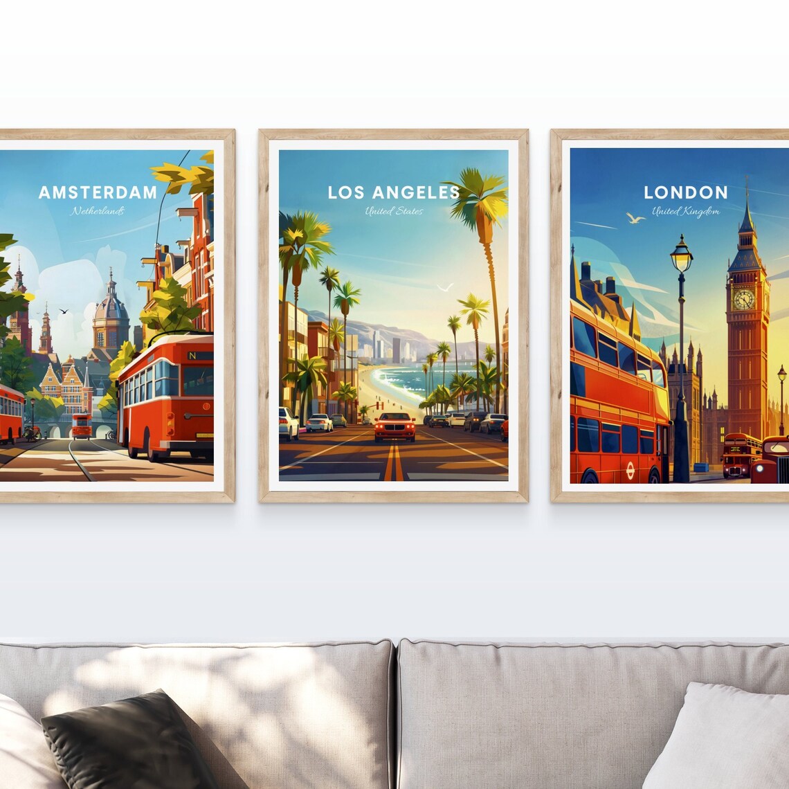 Los Angeles California Beach Street Palm Trees Ocean View Poster - Image 3