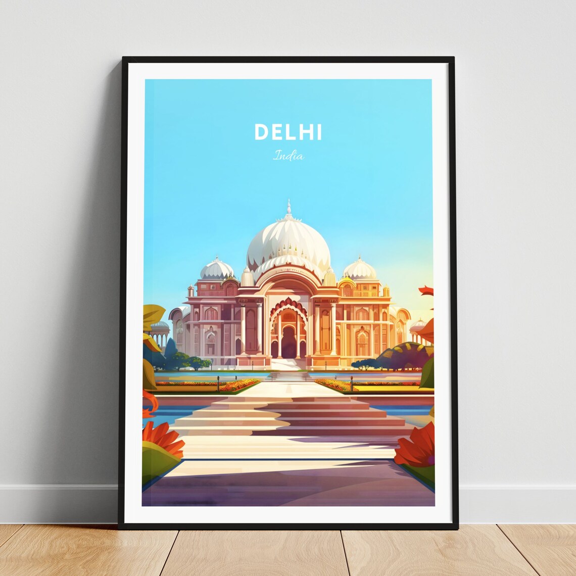Delhi India Mughal Style Grand Domed Palace Garden Sunset Poster