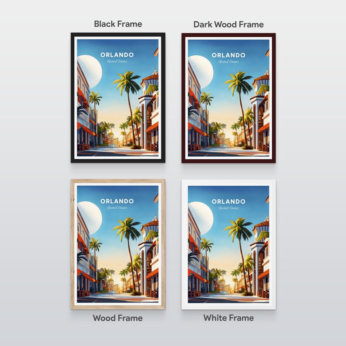 Orlando Spanish Colonial Street Sunny Palm Trees Vintage Travel Poster - Image 2