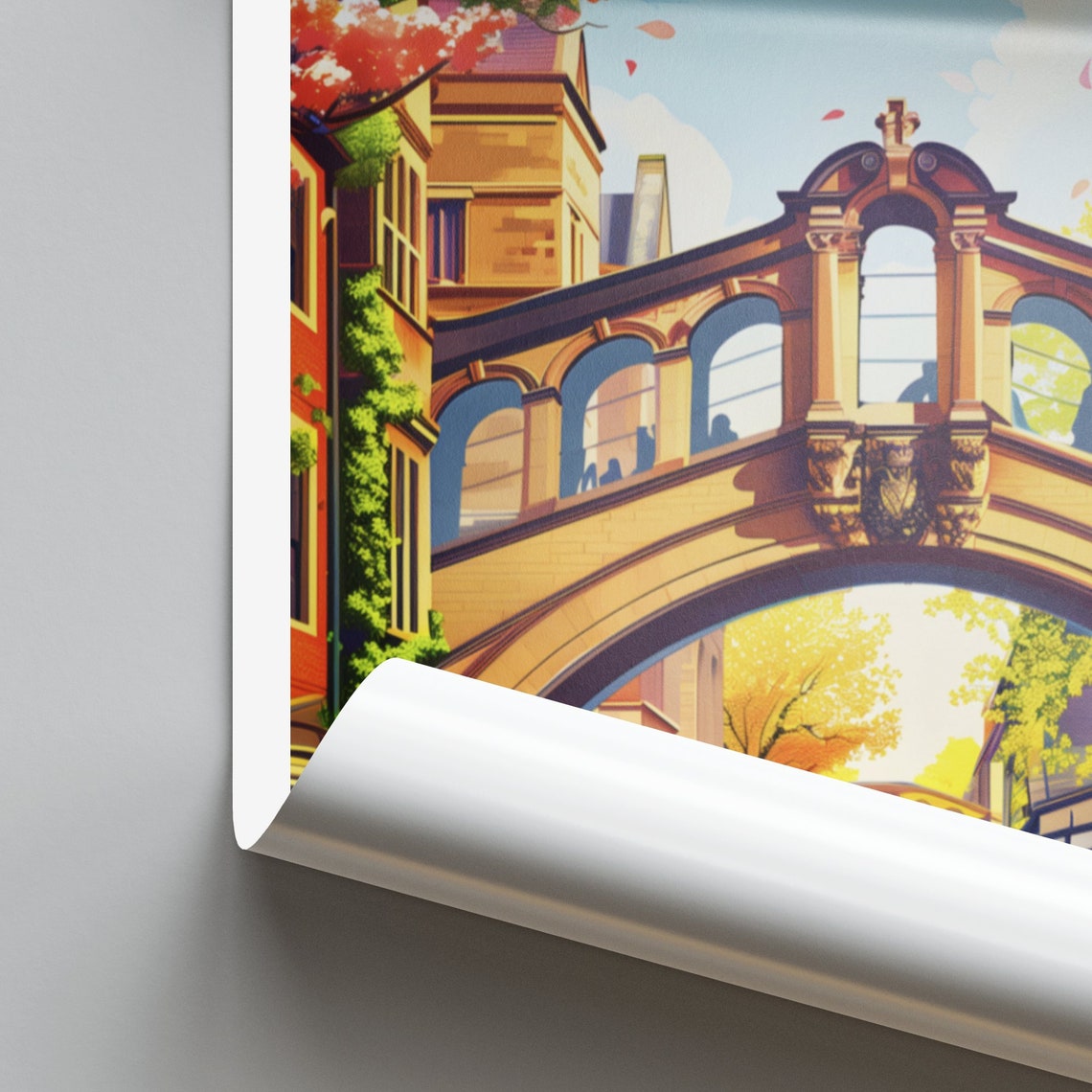 Oxford Travel Print United Kingdom Wall Art Bridge Of Sighs Oxford Poster Oxfordshire Poster Personalized Gift Custom Text - Image 2