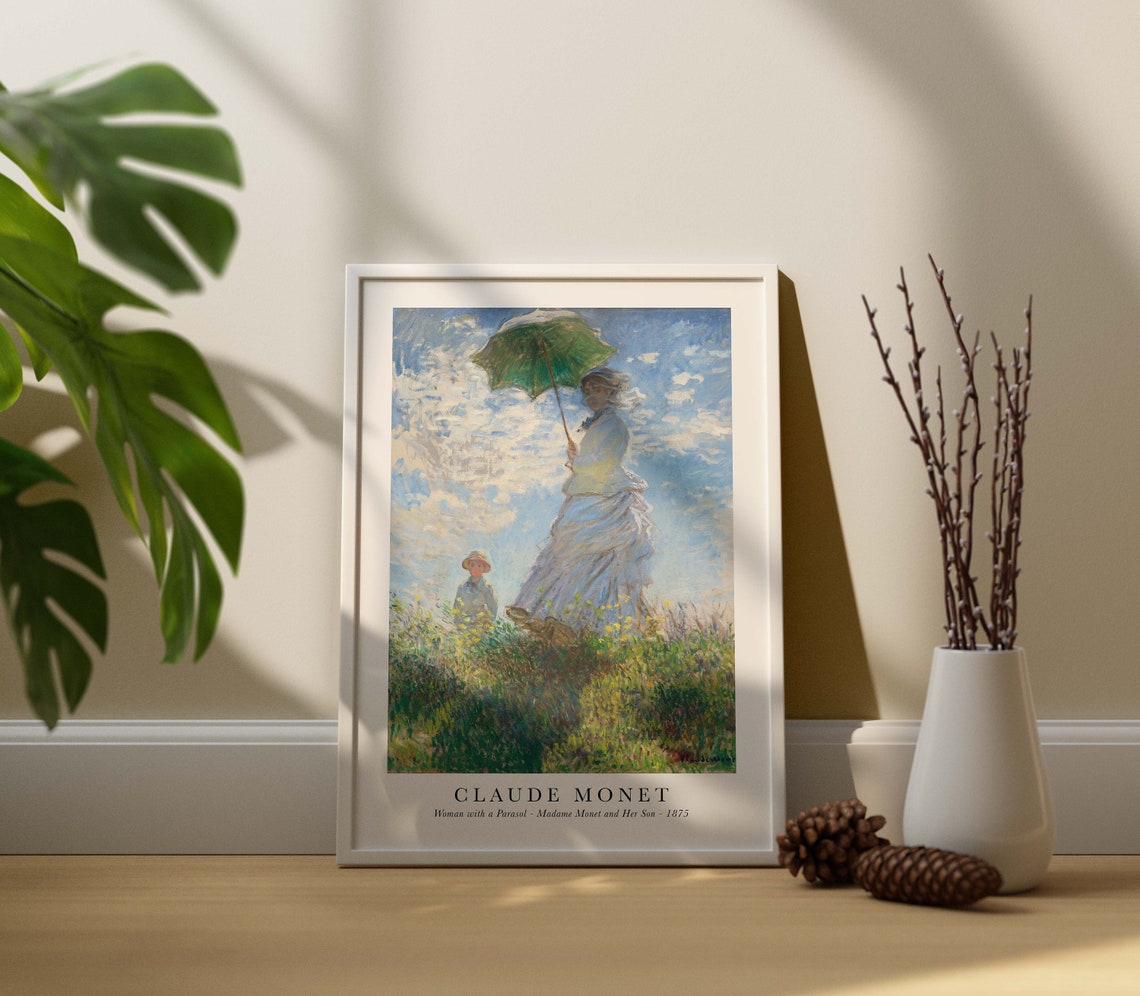Claude Monet Woman with a Parasol 1875 Impressionist Art Poster - Image 3
